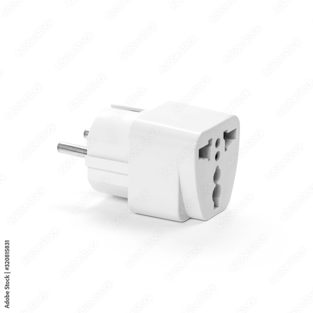 Adapter for sockets. Close up. Isolated on a white background Adapter for sockets. Close up. Isolated on a white background