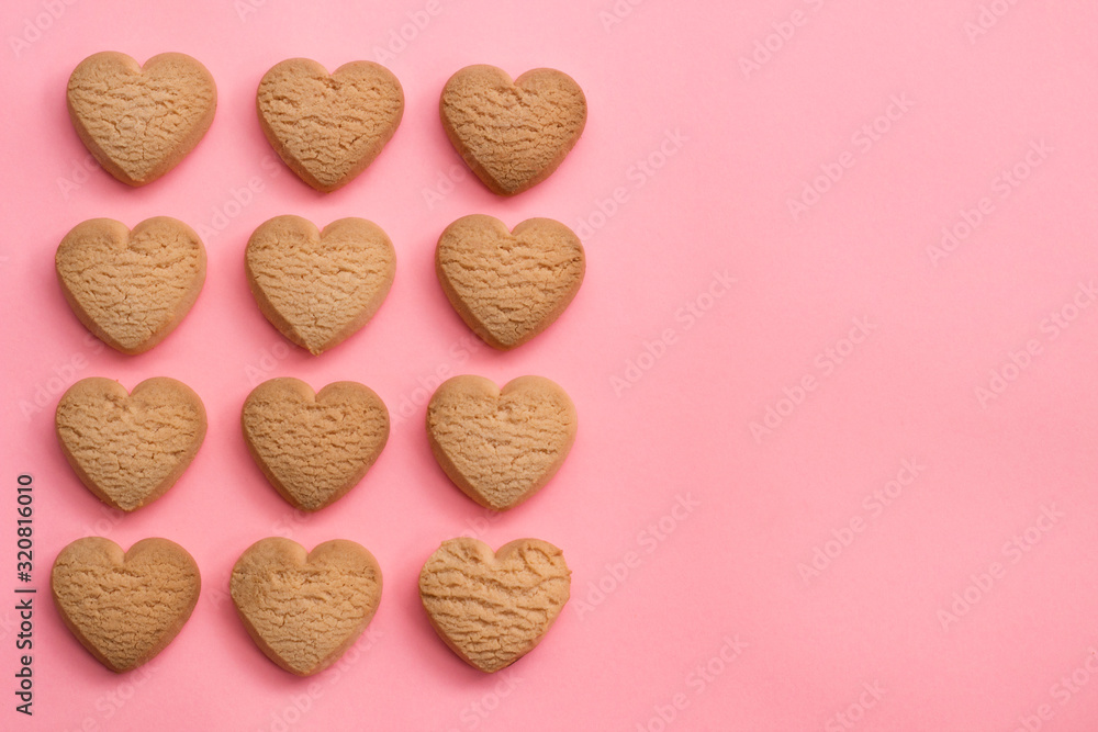 heart cookies on a pink background heart cookies on a pink background