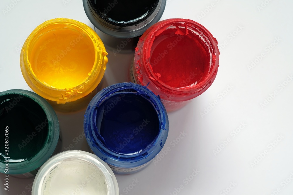Multicolor poster on a white background (top view) Multicolor poster on a white background (top view)