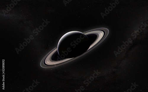 the planet saturn with spinning ring in the outer space and milky way galaxy stars background elements of this image furnished by nasa photo