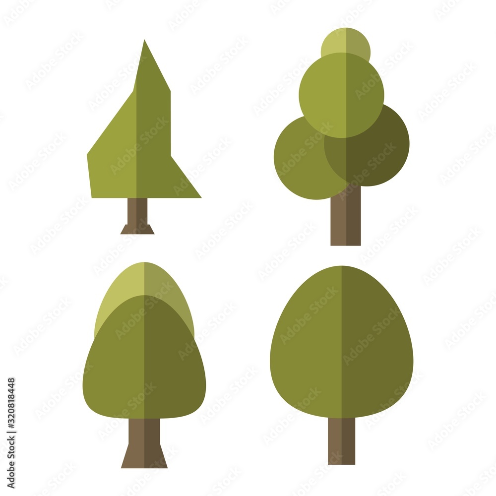Simple Cartoon Tree Set