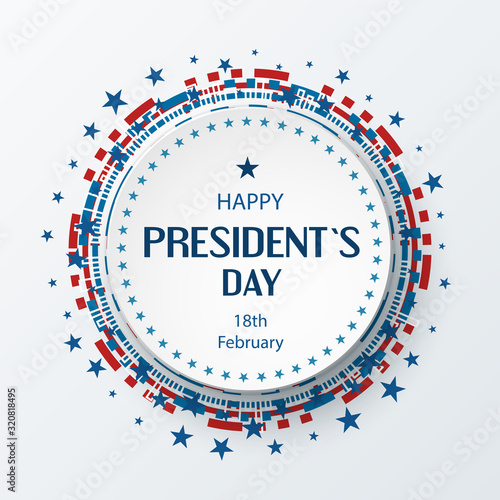 Happy President's day poster design with USA flag colors. Vector Illustration