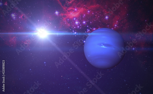 the neptune planet in the milky way, creative sci-fi art, surreal abstract photo  elements of this image furnished by nasa photo