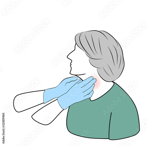 the doctor probes the patient's throat. sore throat. medical examination. vector illustration.