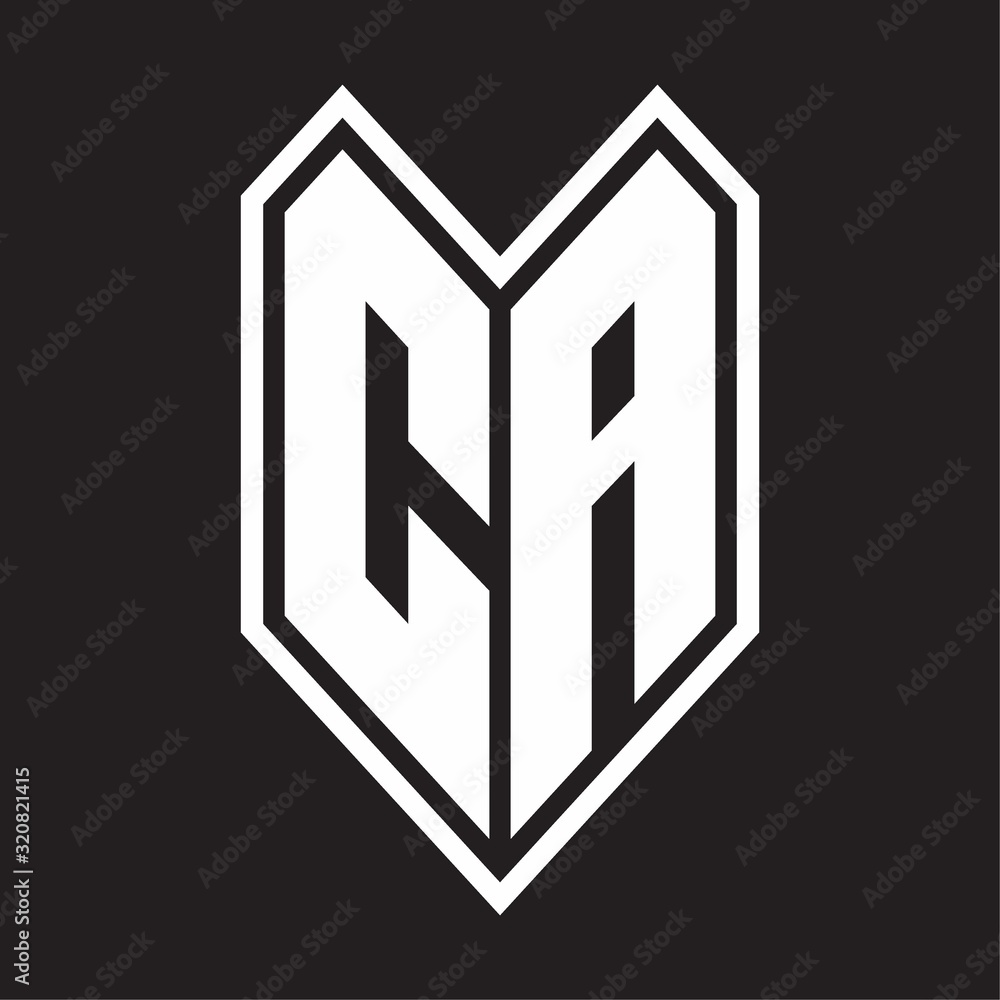 CA Logo monogram with emblem line style isolated on black background CA Logo monogram with emblem line style isolated on black background