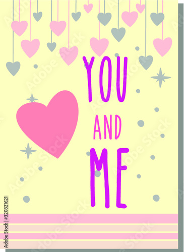 Valentine's day greeting cards with hand written greeting lettering and decorative textured brush strokes on background. Happy Valentine's day, Love you words, love in a card concept © dipomaster