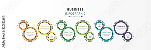 Business infographic element with 6 options, steps, number vector template design