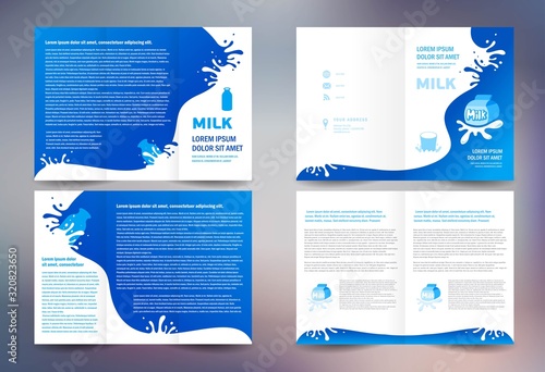 Brochure design template folder booklet food drink milk beverage splash drops