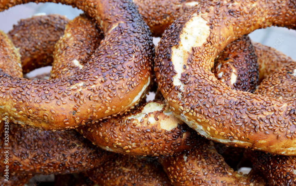 Turkish bagel with sesame and fast food