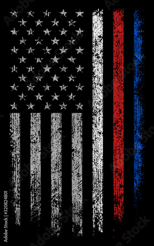 grunge usa firefighters, police flag vector design