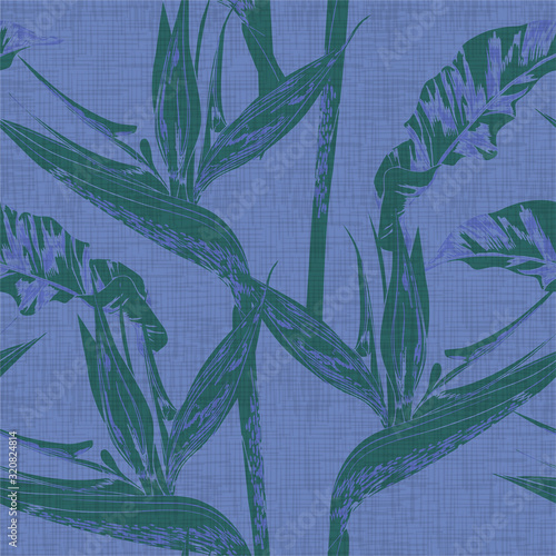 Monotone bird of paradise flower with texture seamless pattern vector EPS10 ,Design for fashion ,fabric,wallpaper,wrapping,web and all graphic type