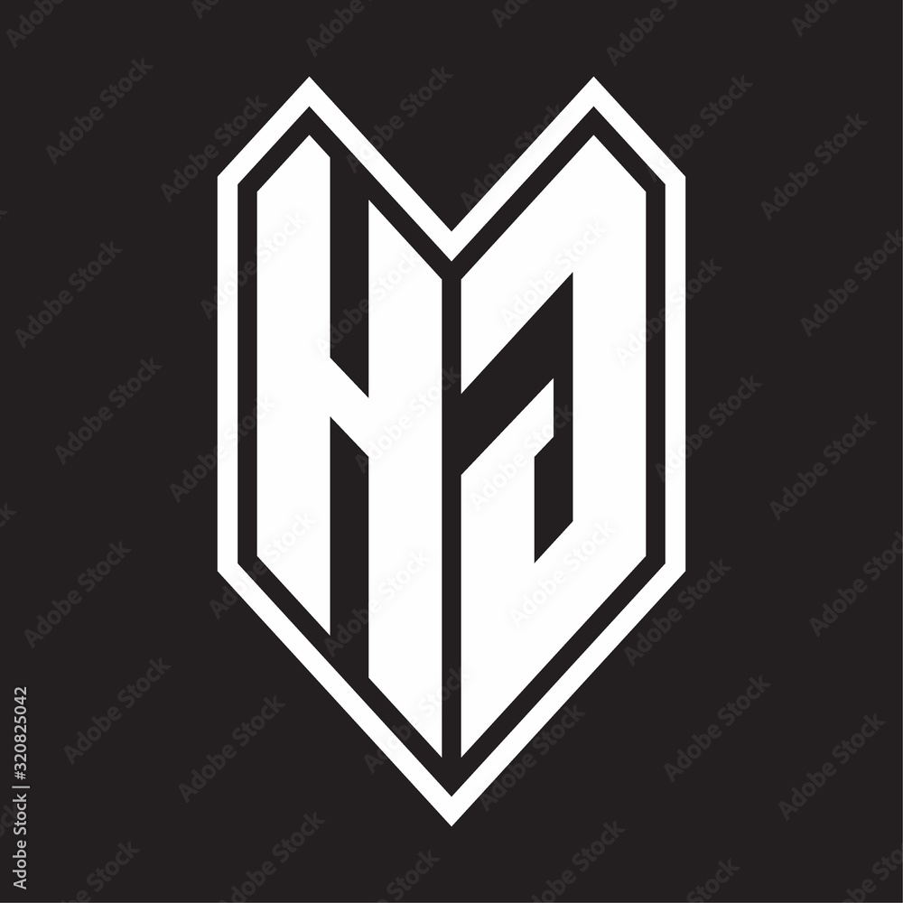 HG Logo monogram with emblem line style isolated on black background HG Logo monogram with emblem line style isolated on black background