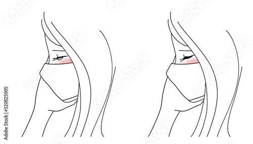 マスクをしている女性