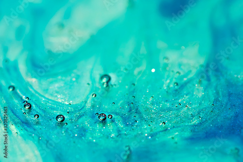 macro shot of bubbles, beautiful abstract turquoise background texture