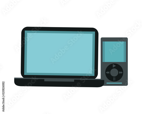 music media player mp3 with laptop