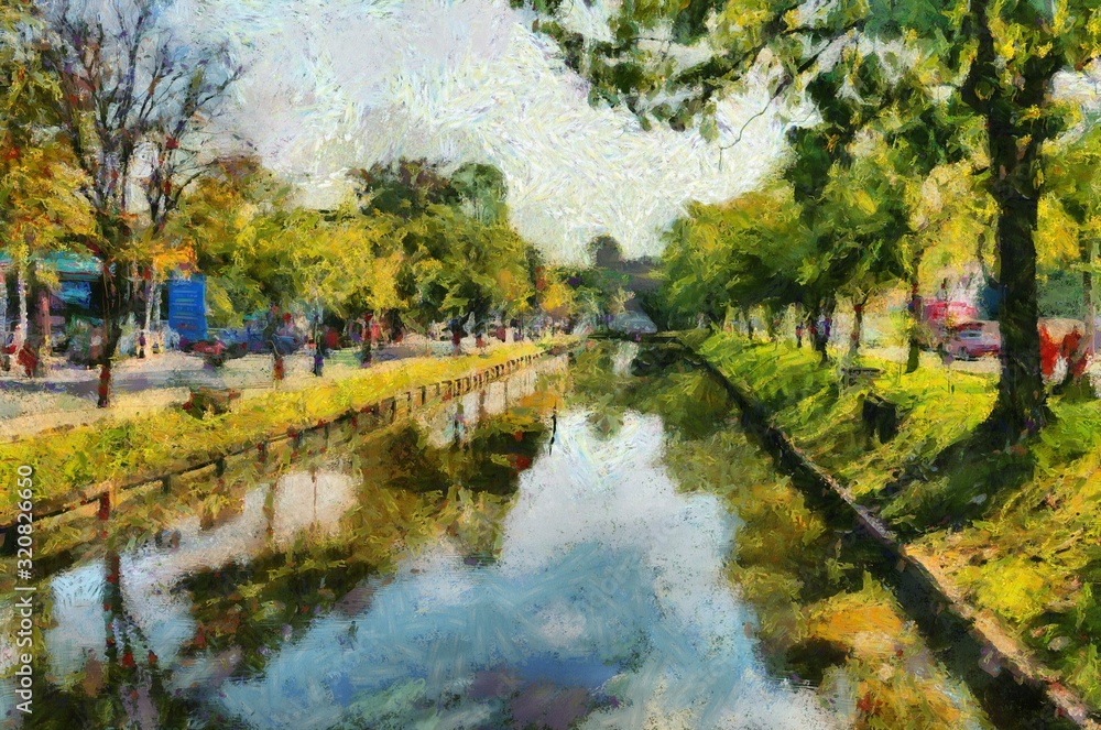 Chiang Mai moat Illustrations creates an impressionist style of painting. Chiang Mai moat Illustrations creates an impressionist style of painting.