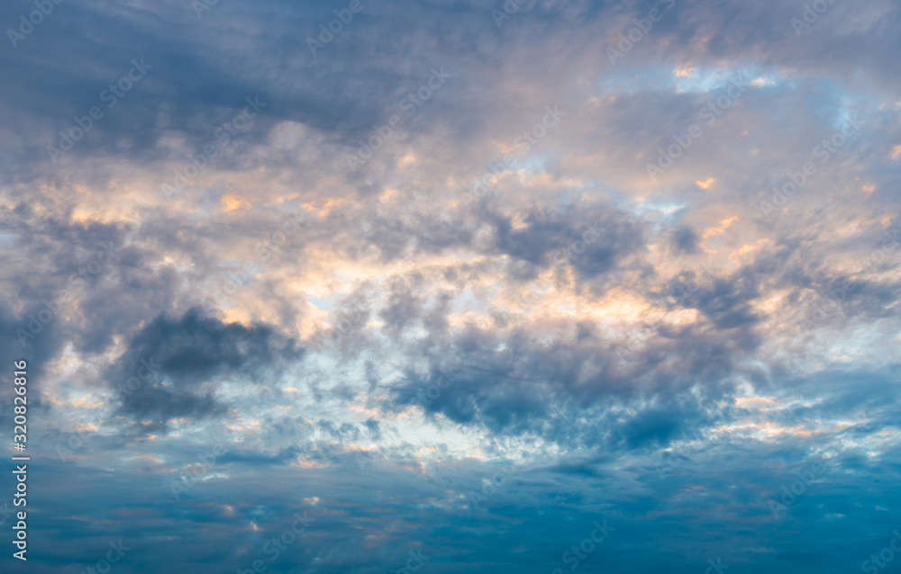 Fototapeta premium Dark clouds in sky. Overcast weather. Natural background.