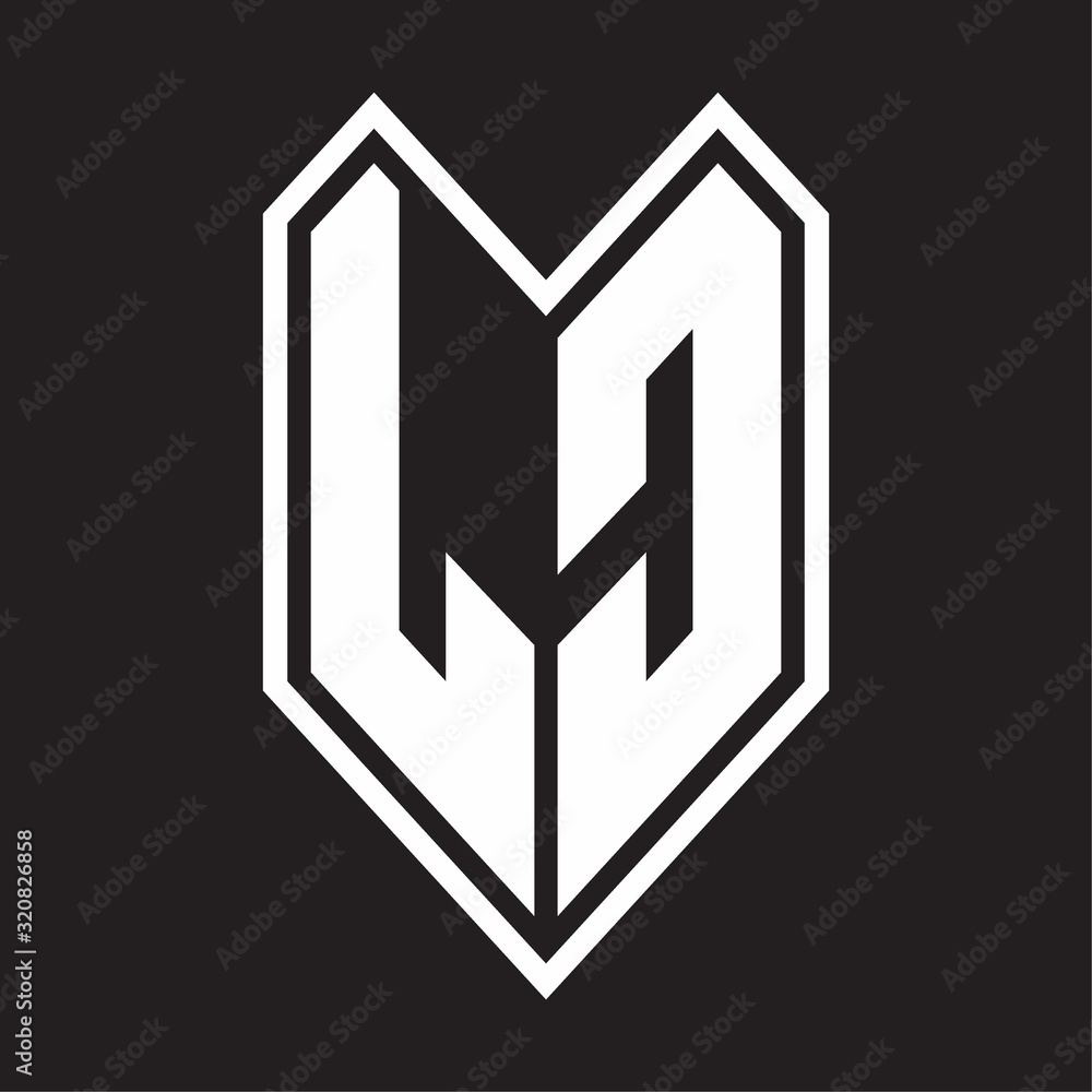 LC Logo monogram with emblem line style isolated on black background LC Logo monogram with emblem line style isolated on black background