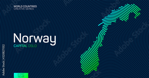 Abstract map of Norway with circle lines
