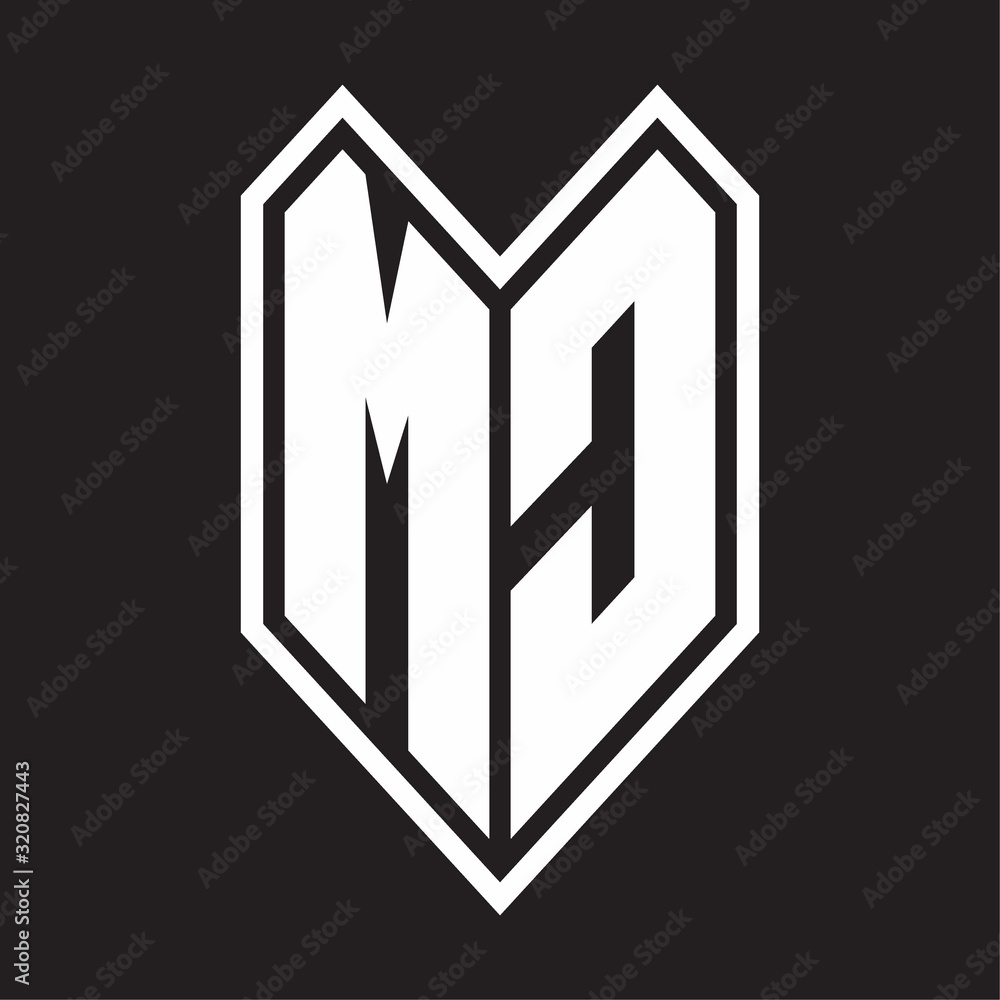 MC Logo monogram with emblem line style isolated on black background MC Logo monogram with emblem line style isolated on black background