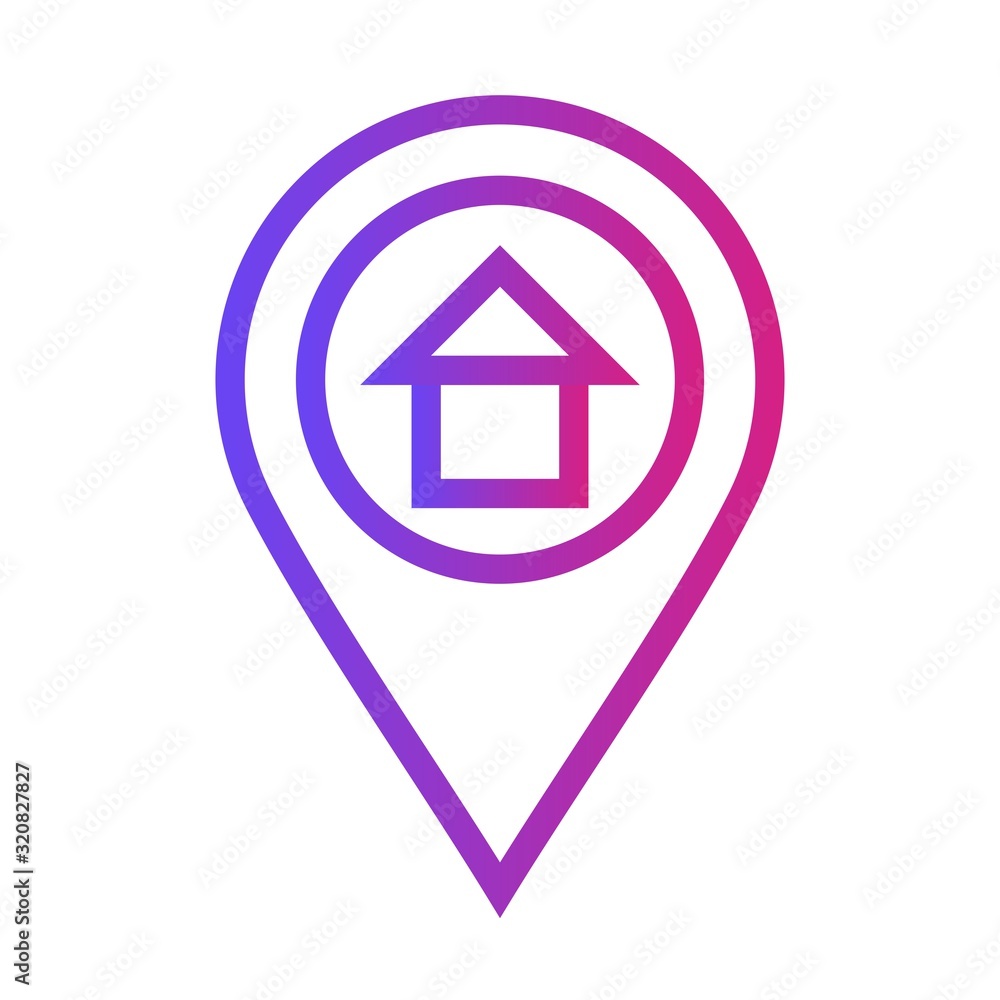 Gradient house residential Location Icon on white background to use in web application interface. It can also be used for travel and tourism industry. Gradient house residential Location Icon on white background to use in web application interface. It can also be used for travel and tourism industry.