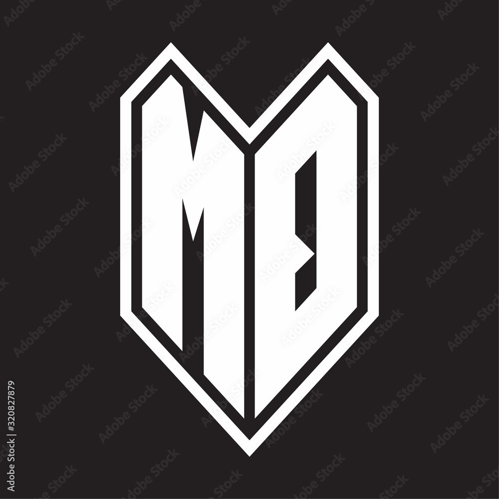 MQ Logo monogram with emblem line style isolated on black background MQ Logo monogram with emblem line style isolated on black background