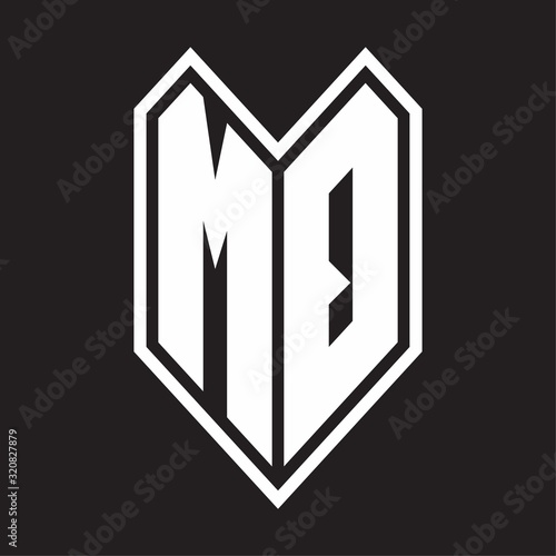 Free Download MQ Logo monogram with emblem line style isolated on black background - GFXLoad