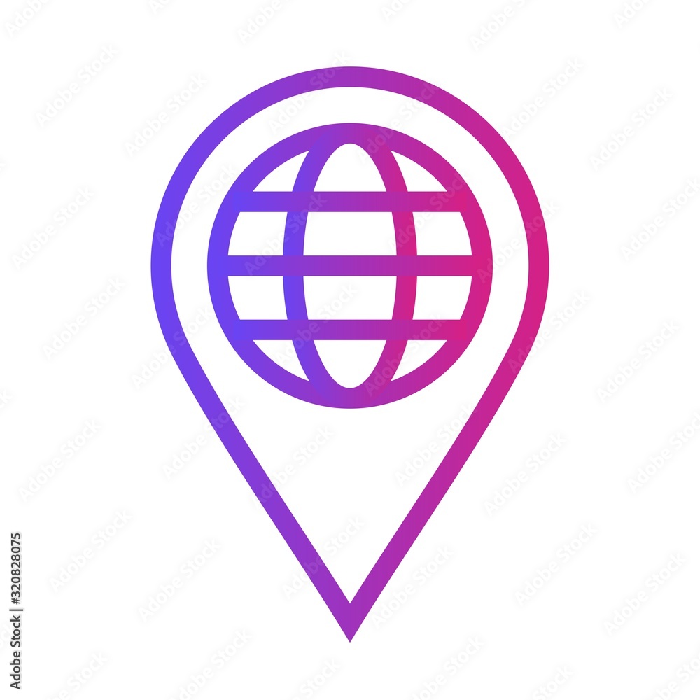 Gradient global Location Icon on white background to use in web application interface. It can also be used for travel and tourism industry. Gradient global Location Icon on white background to use in web application interface. It can also be used for travel and tourism industry.