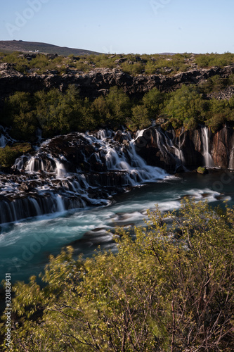 Long exposure of Hraunfossar waterfall in Iceland