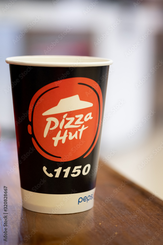 Samut Prakan, Thailand - February 4, 2020 : Paper glass of Pizza Hut ...