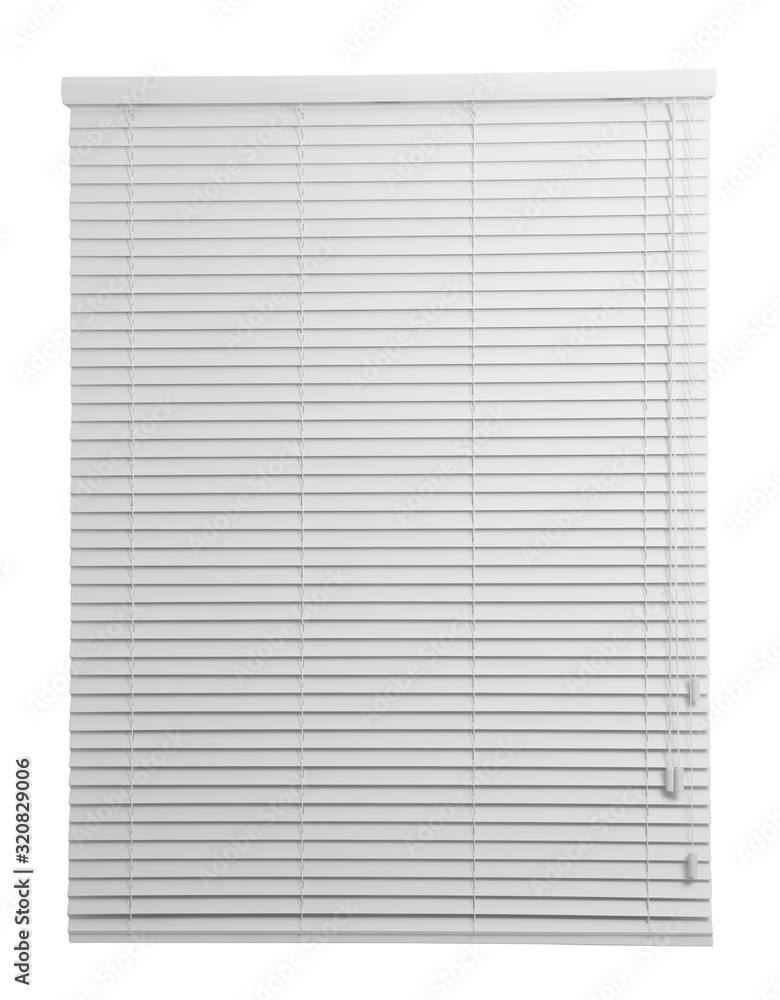 Window with closed blinds on white background Window with closed blinds on white background