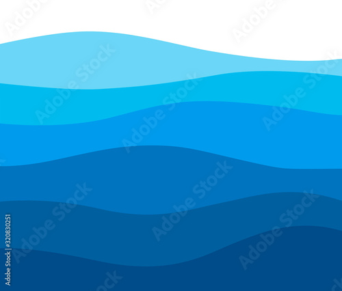 blue water with waves in different tones - digital vector flat design background view from above