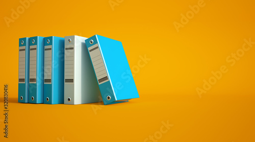 Blue and gray ring binders ...