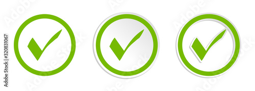 Green check mark icon set- vector
