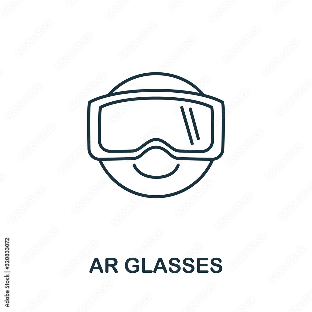 Naklejka premium Ar Glasses icon from augmented reality collection. Simple line element Ar Glasses symbol for templates, web design and infographics
