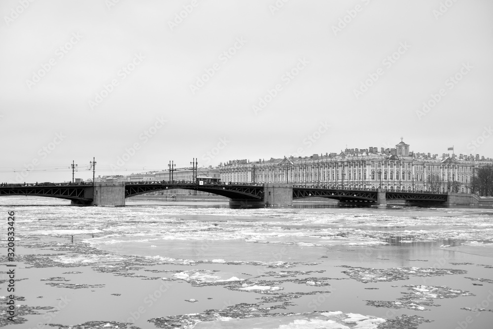 Hermitage Museum and Palace Bridge.