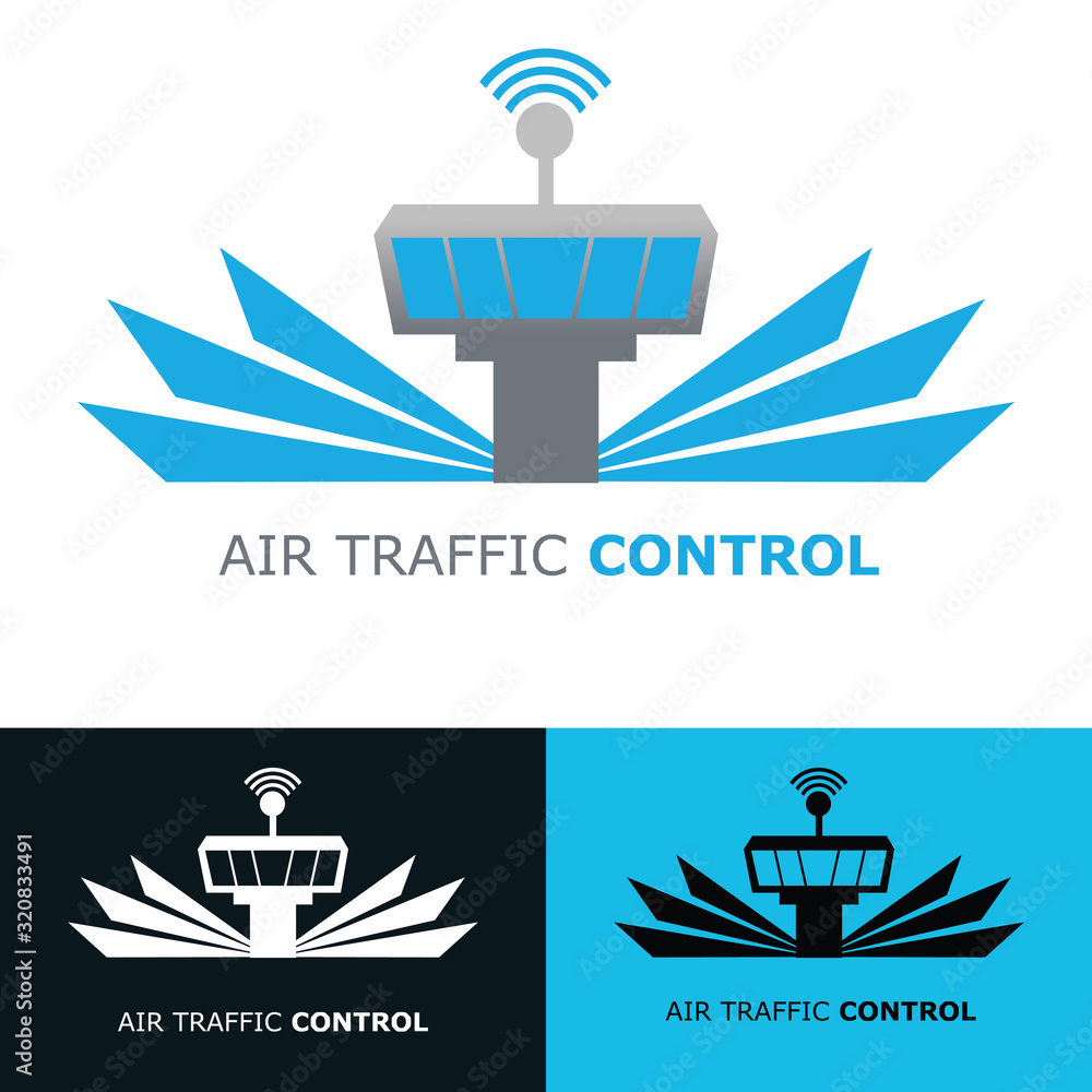 Air traffic controller logo template vector illustration. This logo