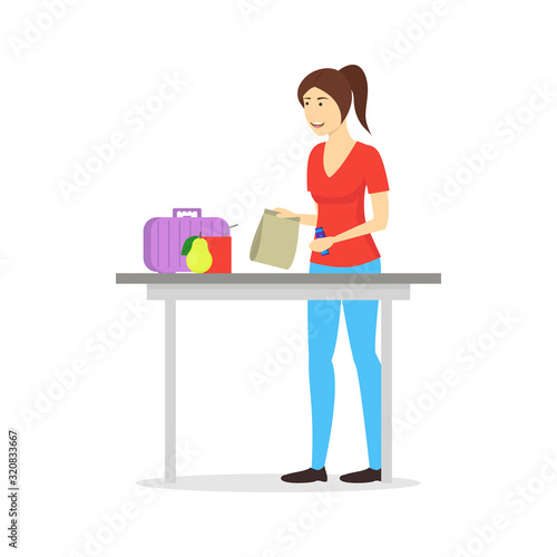 Cartoon Color Character Woman Housewife Concept. Vector