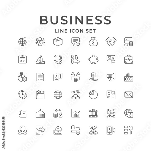 Set line icons of business