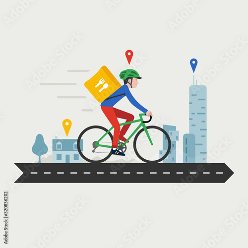 Food delivery service, bike messenger, coursier à vélo