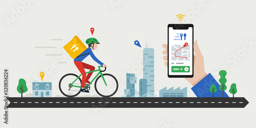 Food delivery service, bike messenger, coursier à vélo