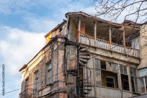 Old abandoned houses in historical part of Tbilisi