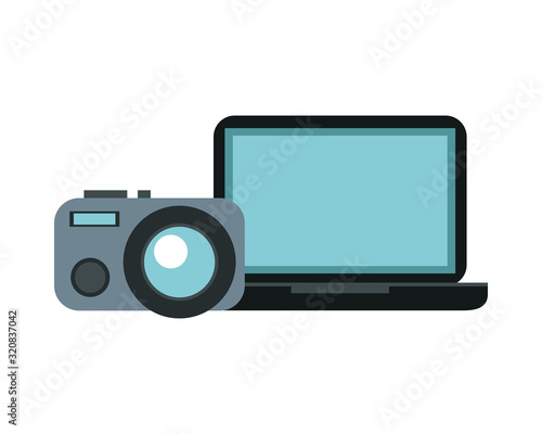 camera photographic device with laptop