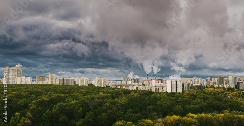 New buildings. Industrial landscape of autumn Moscow