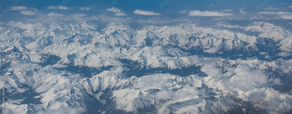 Aerial view on the Swiss alps