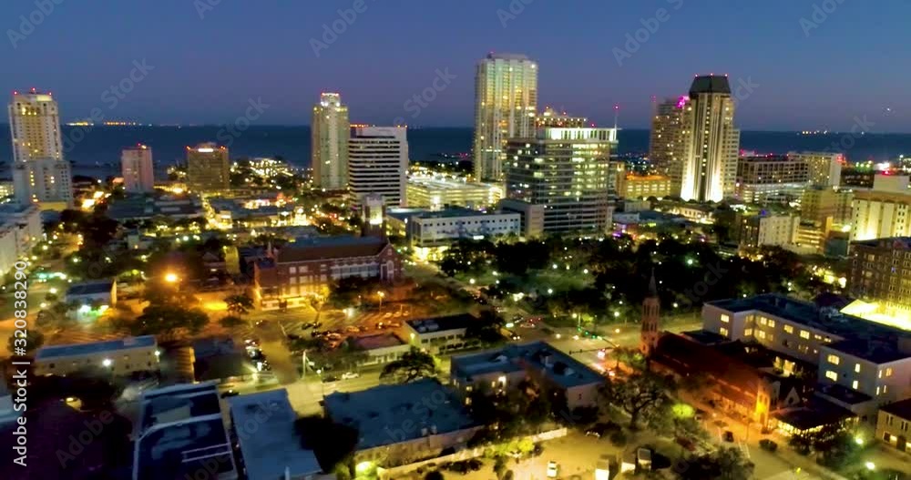 4K Aerial Video of Downtown Streets of St Petersburg, Fl at Dusk 4K Aerial Video of Downtown Streets of St Petersburg, Fl at Dusk