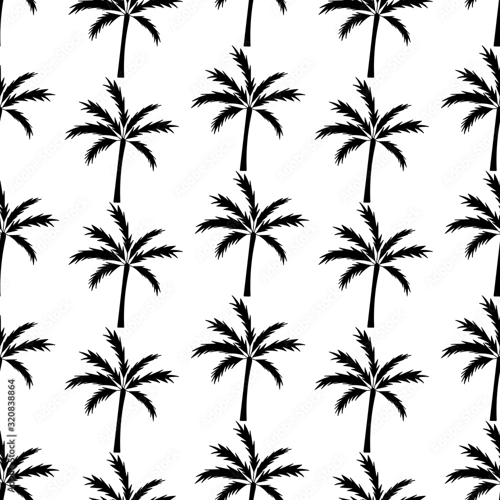 silhouettes of palm trees, vector seamless pattern. Suitable for fabric, Wallpaper, paper and other surfaces