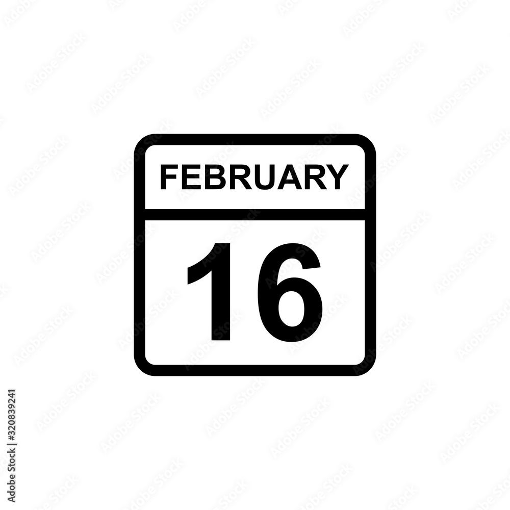 calendar - February 16 icon illustration isolated vector sign symbol calendar - February 16 icon illustration isolated vector sign symbol