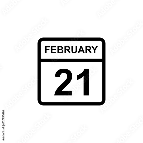 Fototapeta Naklejka Na Ścianę i Meble -  calendar - February 21 icon illustration isolated vector sign symbol
