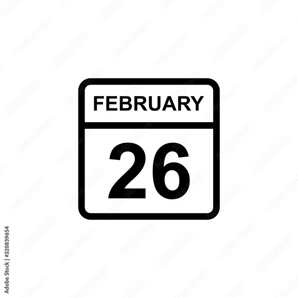 calendar - February 26 icon illustration isolated vector sign symbol calendar - February 26 icon illustration isolated vector sign symbol